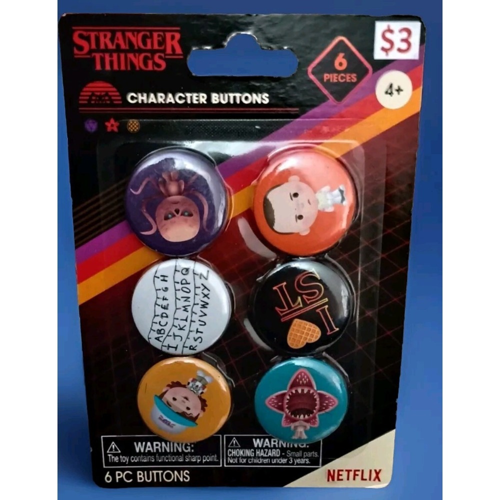 Stranger Things 6 Pack Character Buttons Brand New Sealed Netflix Pins